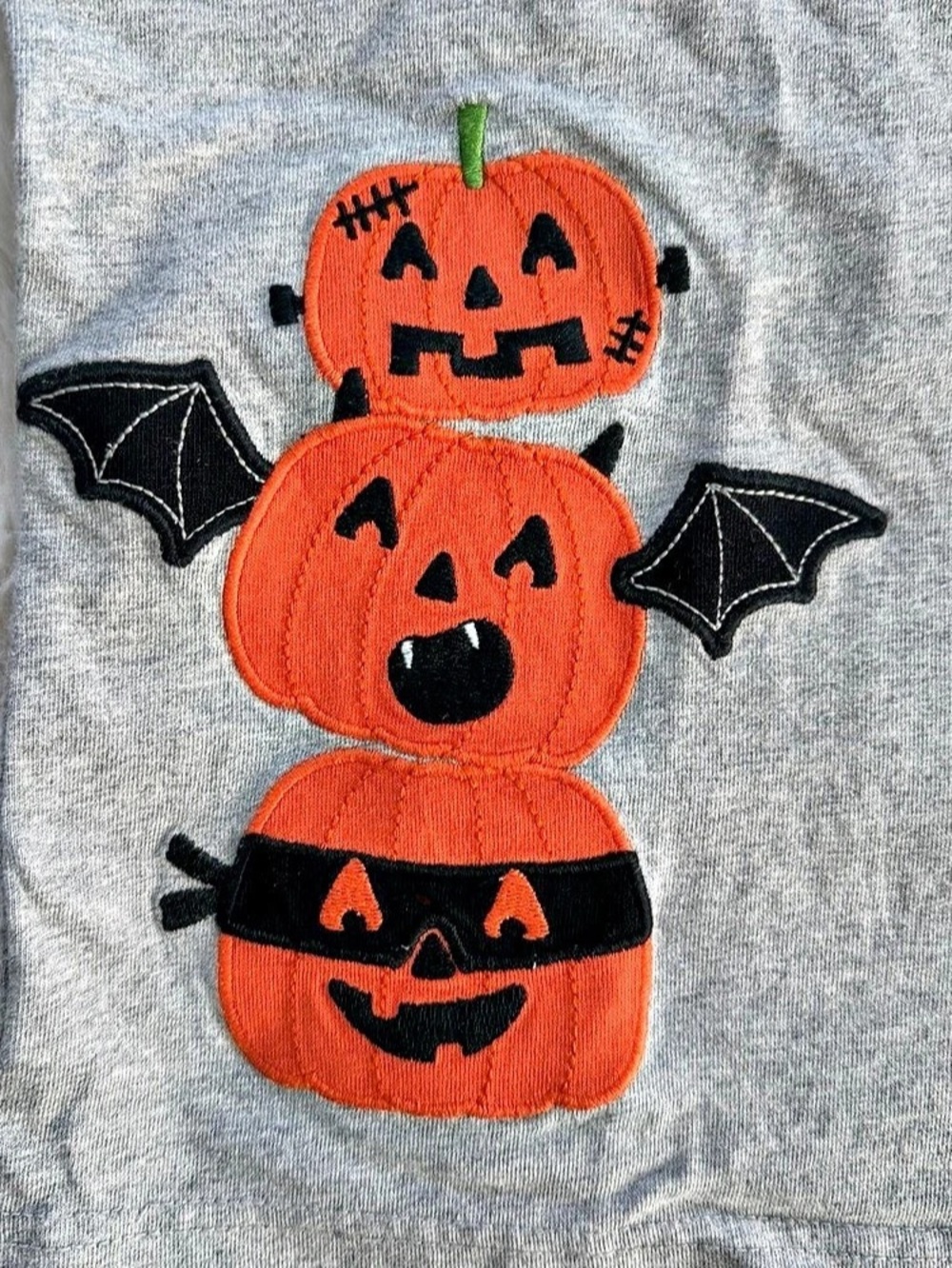Gymboree Boys Halloween Pumpkin Bat Applique Shirt Size 5T Gray - Picture 3 of 4